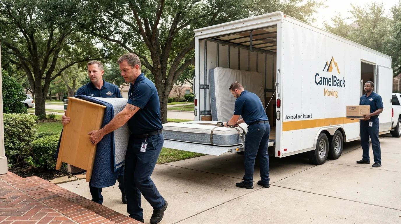 Crew loading residential truck for cross-state move from Lester Prairie, MN